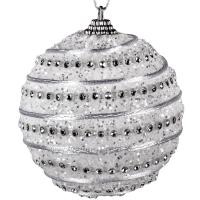 Top Dekorativ I Bardhe Me Shirita & Perla Silver 8 Cm