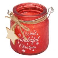 Qiri Dekorativ Ne Vazo E Kuqe Me Yll Dizajn What Wonderful Christmas 6.5 Cm