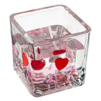 Qiri Dekorativ Xhel Transparent Ne Gote Qelqi Katrore Me Zemra Dhe Gure 5x5.3 Cm