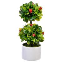 Lule Dekoruese Bonsai Ne Vazo Te Bardhe 21 Cm