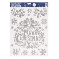 Stickers merry christmas  me flok bore xixa gri 30x42