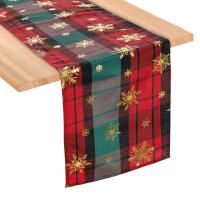 Runner krishtlindje e kuqe dhe jeshile me flok bore gold 33x160