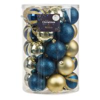 Set topash krishtlindjesh blu gold mat me xixa 7cm 30cp