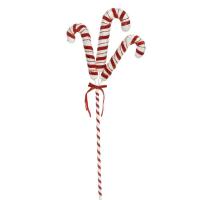 Dekorues per pemen shkop me 3 candy te kuqe dhe te bardha 53cm