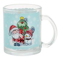 Dekoruese krishtlindjesh filxhan transparent blu me santa klaus snowman 9.5x8