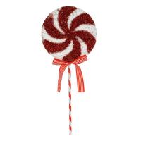 Dekoruese muri christ lollipop i bardhe me vija te kuqe 46cm