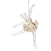 Zbukurues peme balerina transparente me xixa champagne 14 cm 