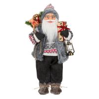 Santa claus me dhurata dhe fener ngjyre gri 47 cm 