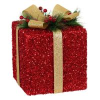 Dhurate dekoruese me fjongo te kuqe &gold 13x13x16