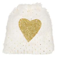 Cante dhuratash me pellush dhe zemra gold 11x15 cm