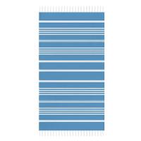 Peshqir plazhi blu me vija te bardha 160x90 cm