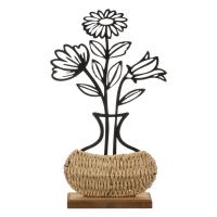 Vazo Dekorative Metalike me Detaje Kashte mbi Baze 20x35x6cm