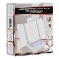 Pasqyre grimi me ndriçim me 72 LED USB trefishte te palosshme dhe kellef 20x22x26cm