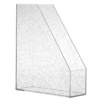 Mbajtese plastike per letra ngjyre argjendi transparente me xixa 23x8x28cm