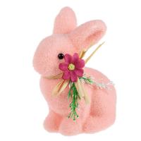 Dekoruese pashkesh lepur roze me papjon dhe lule ciklamin 13cm