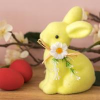 Lepurush i pashkeve i verdhe fjongo bezhe 15cm