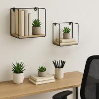 Set rafte metal dekorativ MDF 2 madhesi katror - 2 cope