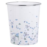 Kosh mbeturinash plastik i bardhe me lule blu Ø22.5x23.5cm - 6.47L