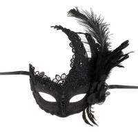Maske e zeze elegante e zeze per Halloween per femra me dantelle dhe pupla me xixa