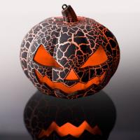 Kungull dekorativ per Halloween i zi me LED dhe ze 15x15x14cm