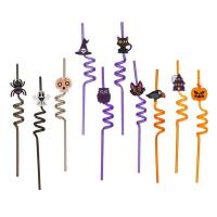 Pipa spirale plastike te riperdorshme, me figura per Halloween Ø6x270 mm - 10 cope