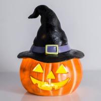 Kungull dekorativ per Halloween me kapele dhe drite 24x24x30cm