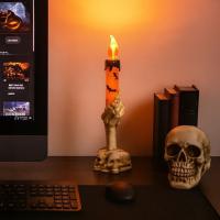 Qiri me mbajtese forme dore skeleti per Halloween me qiri LED 6.5x5x21cm