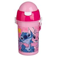 Shishe uji plastike per femije roze me dizajn Stitch 500ml