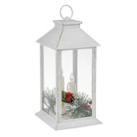 Fener dekorativ i bardhe me qiri LED 14x14x28.5cm