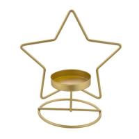 Mbajtese qirinjsh dekorative per Krishtlindje, yll gold metalik Ø12x14cm