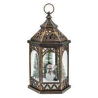 Fener dekorativ LED i varur me peme dhe femije prej bronzi 18x16x34cm