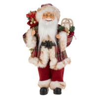 Figure Santa Claus me kostum me kuadrate te kuq 45cm