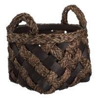 Shporte dekorative kuzhine e rrumbullaket bambuje kafe me doreza Ø28x26cm