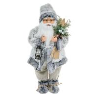 Babagjyshi dekorativ per Krishtlindje gri me ski 45cm