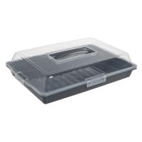 Organizues plastik me kapak dhe dorezë për ushqime 30x44x10cm