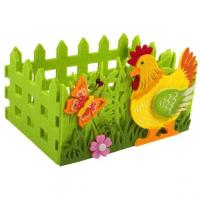 Shportë Pashke me gardh jeshil zog dhe flutur 17x13x7cm