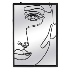 Pasqyre muri dekorative e zeze me fytyre abstrakte femerore 40x28cm