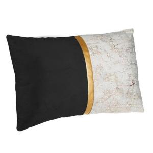 Jastek dekorativ divani bezhe me te zeze me nje shirit vertikal gold 50x30cm