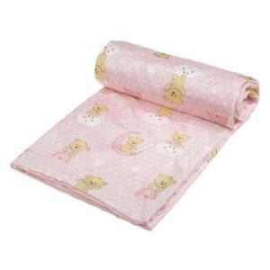 Batanije bebesh per vajza me arush pelushi roze kadife me dy ane 90x80cm