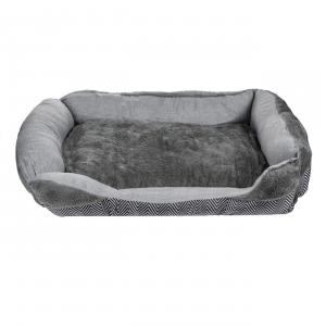 Krevat per qen me pellush gri 80x70x20cm