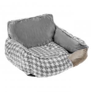 Krevat per qen me pellush gri dhe te bardhe 57x52x20cm