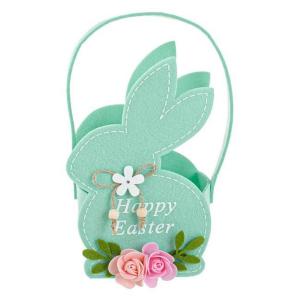Shporte dekoruese pashke forme lepuri ngjyre turquoise 23cm