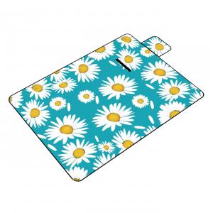 Mbulesë pikniku 150x150 cm blu & e bardhë me margarita