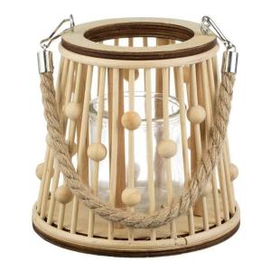 Fener dekorativ druri, forme konike me thurje dhe topa – mbajtese qiri tealight – 15.5x16.5 cm