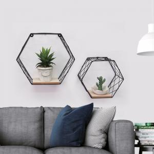 Rafte metalike forme hexagon per dekor muri 2 cope