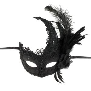 Maske e zeze elegante e zeze per Halloween per femra me dantelle dhe pupla me xixa