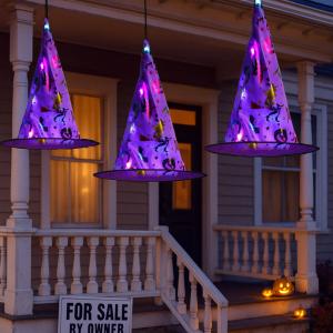 Kapele shtrigash dekorative me varje per Halloween lejla me LED 39x35cm