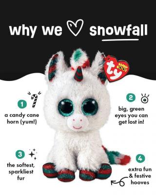Plush Ty Beanie Boos Snowfall Christmas Unicorn 15cm