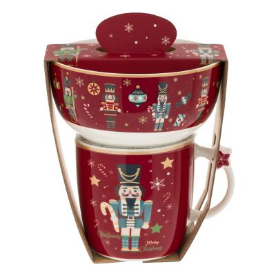 Set tas dhe filxhan Krishtlindjesh me arrëthyes te kuq 15.5cm