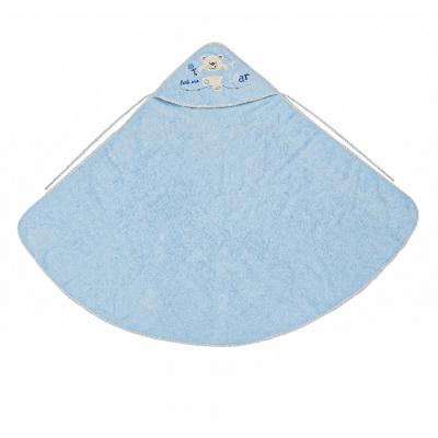 Peshqir dushi blu me lidhese per bebe 100x100cm